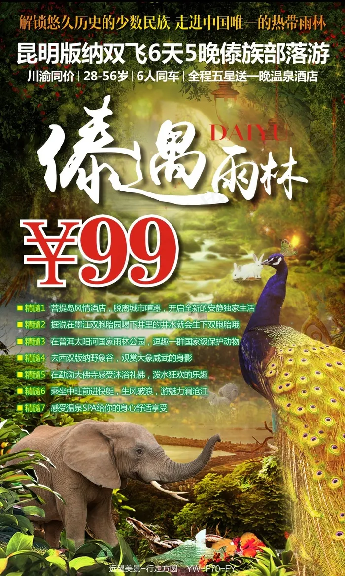 傣遇雨林云南旅游广告(180X300)cdr矢量模版下载
