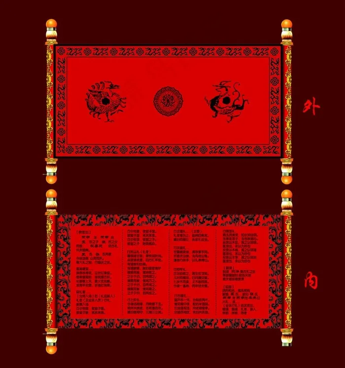 汉唐婚礼卷轴(2267X850(DPI:72))psd模版下载