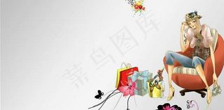 女人花背景模板psd源文件