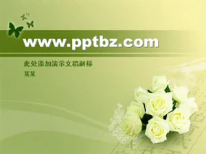 清新淡雅ppt模板之淡绿色花卉