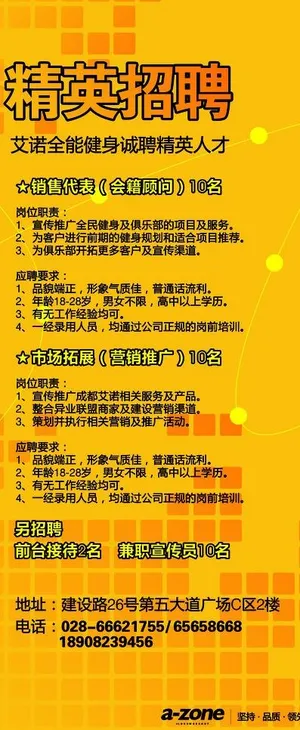 艾诺健身招聘展架图片