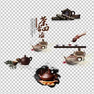 紫砂壶茶香四溢元素