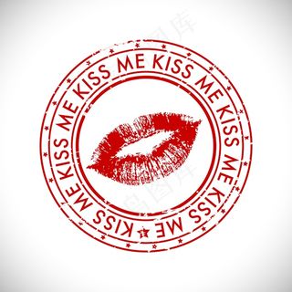 情人节的橡皮图章的文本吻我