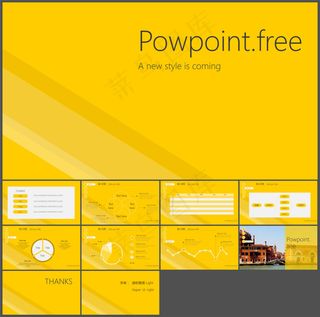 黄色背景极简风格PPT模板