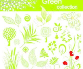 绿色花草树木矢量素材