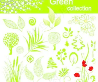 绿色花草树木矢量素材