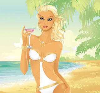 沙滩休闲性感美女图片