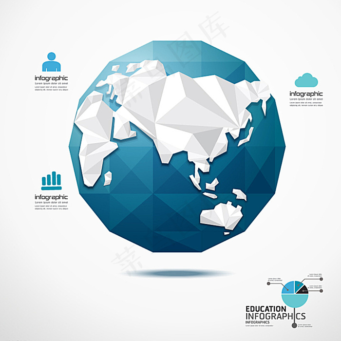 几何形地球商务信息图图片eps,ai矢量模版下载