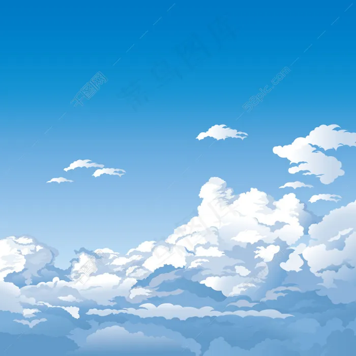 卡通高空云风景矢量素材ai矢量模版下载