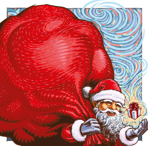 圣诞老人派礼物矢量素材