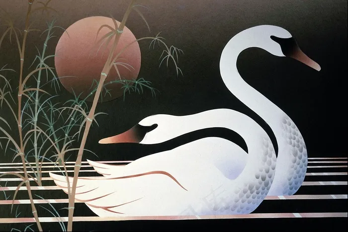 天鹅 动物 丙烯画 装饰画_000...