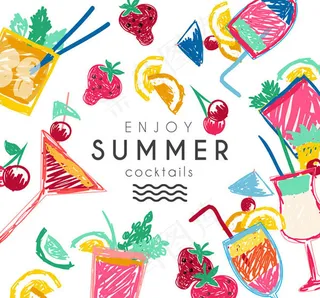 夏日草莓无缝背景矢量素材