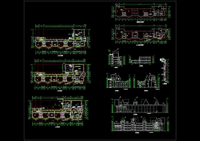幼儿园平面立剖面图cad图纸