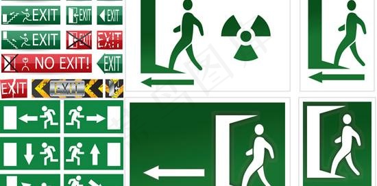 安全出口标识设计矢量图 AI