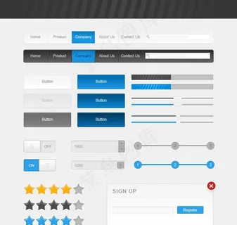 扁平设计按钮导航UI图片