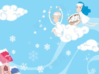 天使散花卡通背景