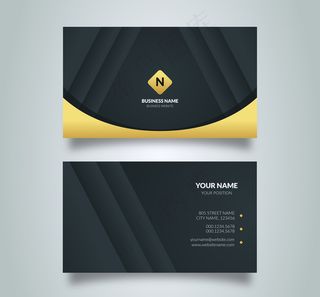 时尚黑色商务名片正反面矢量图_sccnn