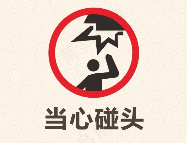 当心碰头警示cdr矢量模版下载