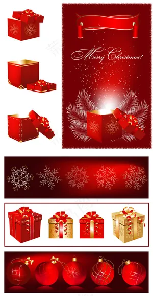 圣诞节华丽礼品——矢量素材