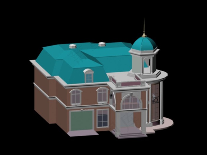 欧式唯美风格高档别墅3D立体模型素...