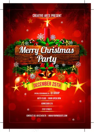 西方节日圣诞节装饰海报psd素材