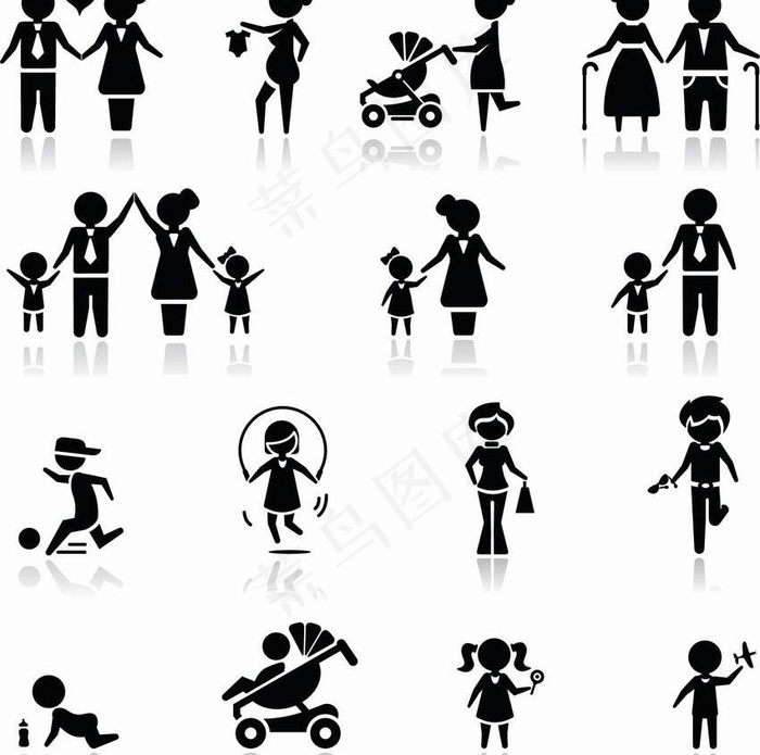 一家人剪影图片