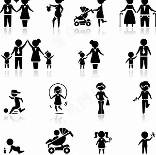 一家人剪影图片