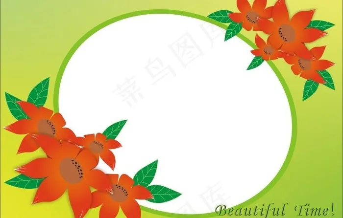 花儿相框图片cdr矢量模版下载