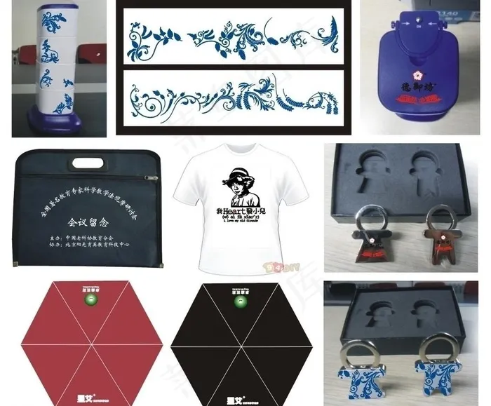 购物袋子雨伞衣服素材（背景为拍摄图...cdr矢量模版下载