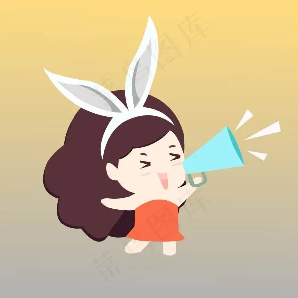 兔子美女拿着喇叭呐喊ai矢量模版下载