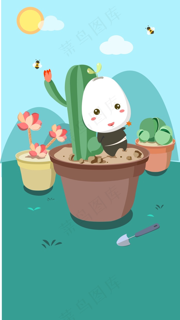 花草植物卡通生态UI手机端app初始界面ai矢量模版下载