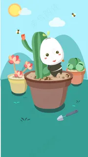 花草植物卡通生态UI手机端app初始界面