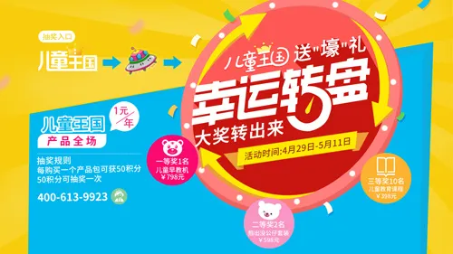 儿童王国幸运大转盘psd模版下载