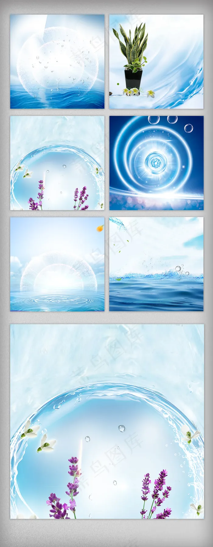 小清新蓝色水波主图素材