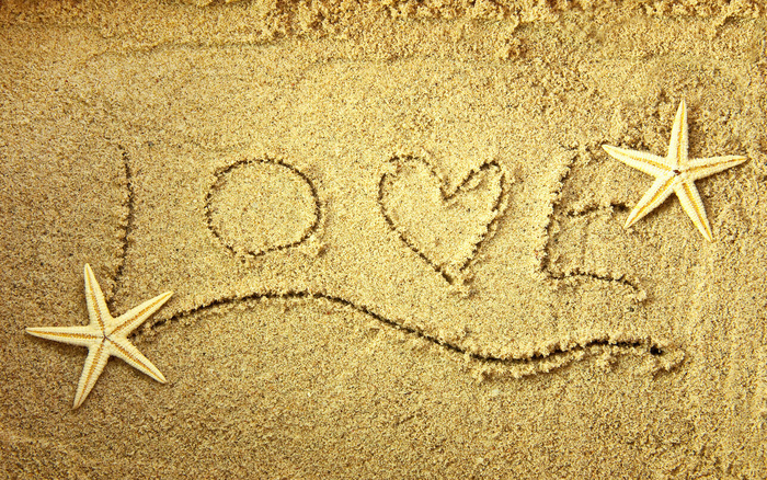 沙滩海滩爱心love图片