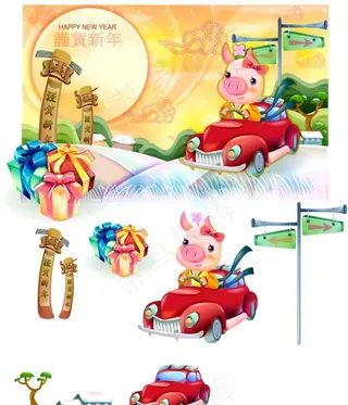 2007最新韩国新春情侣猪矢量图3...