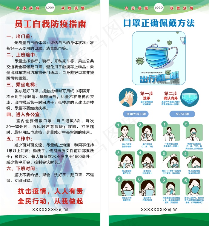 复工防疫知识展架cdr矢量模版下载