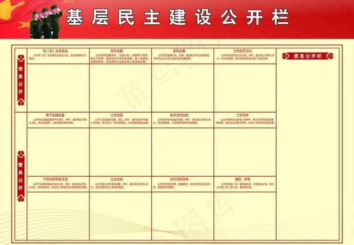 武警支队基础民主建设公开栏图片cdr矢量模版下载
