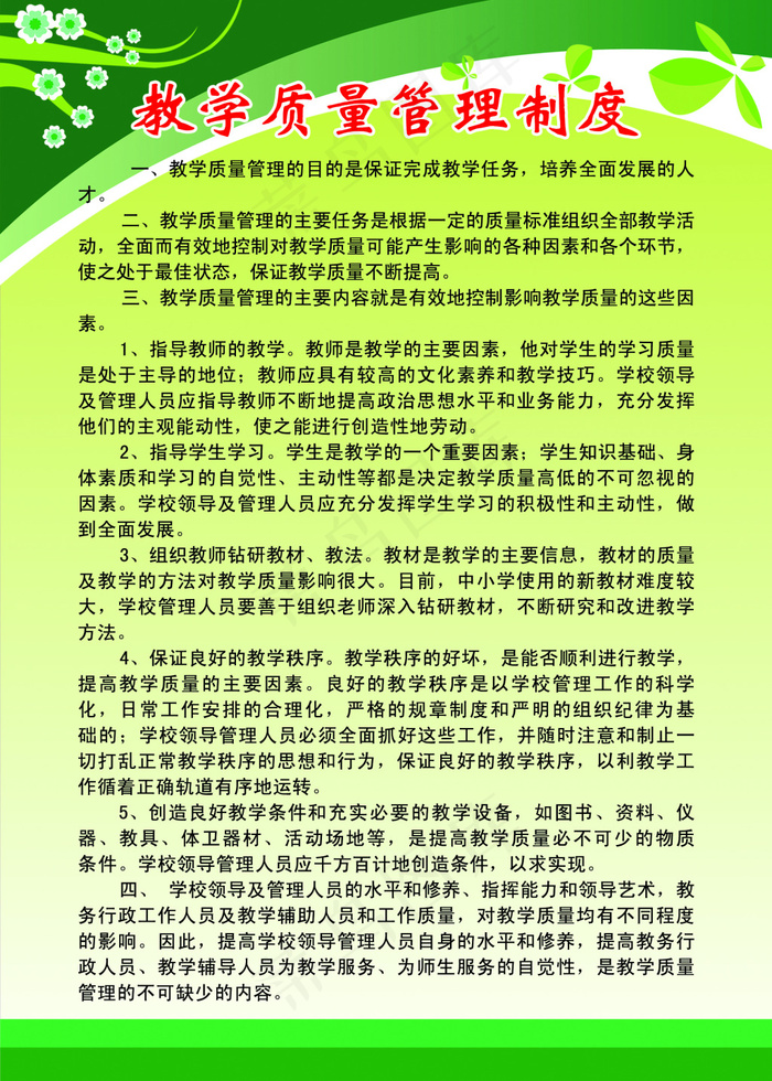 教学质量管理制度psd模版下载