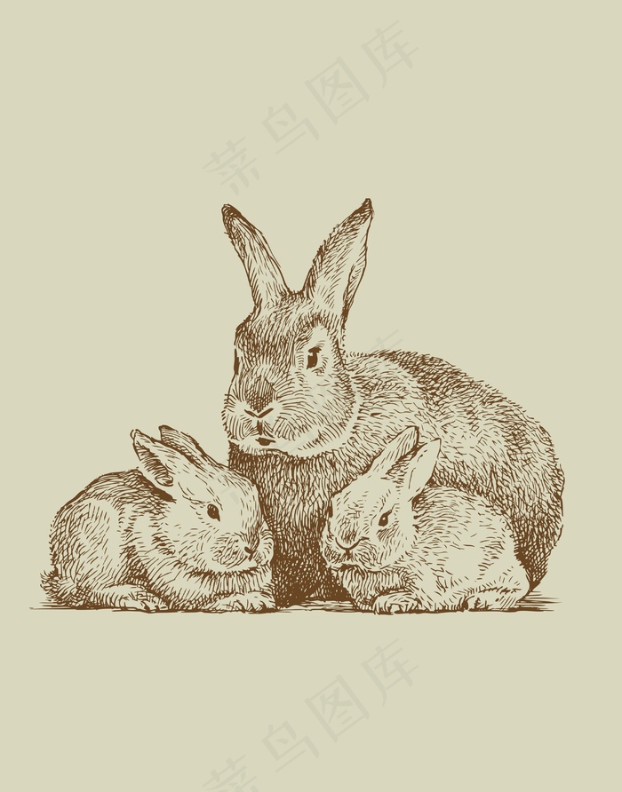 手绘动物简笔插画手绘兔子