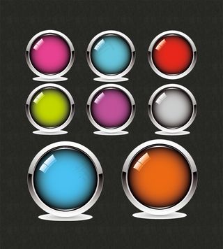 漂亮多彩水晶按钮图标设计