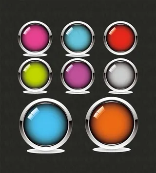 漂亮多彩水晶按钮图标设计