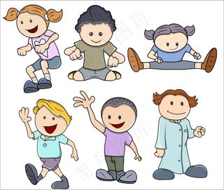 可爱的卡通风格的孩子