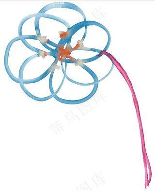 精美蓝色丝带鲜花