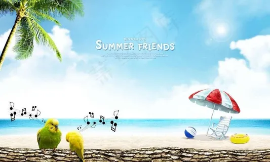 夏日海滩素材图片