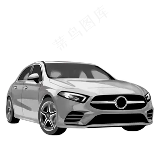 银灰色时尚私家车仿真汽车插图,免抠元素
