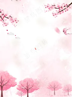 中国风唯美杜鹃花春季旅游海报背景 中国风唯美杜鹃花春季旅游海报背景