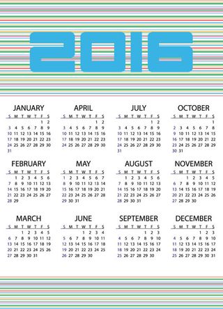 2016猴年日历模板矢量素材V.40