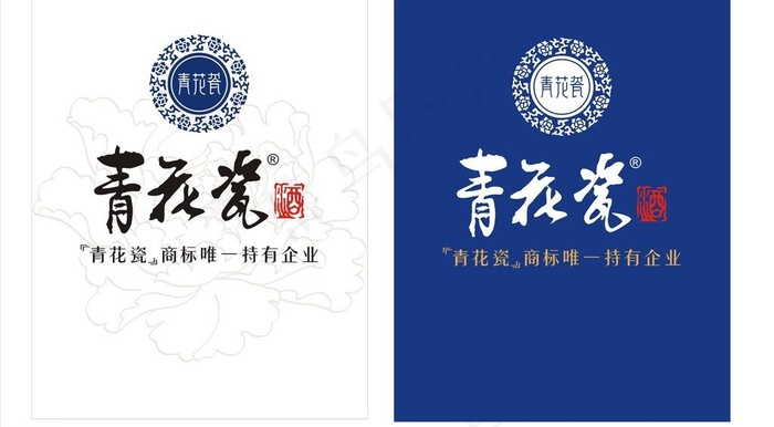 青花瓷酒 背景墙图片cdr矢量模版下载