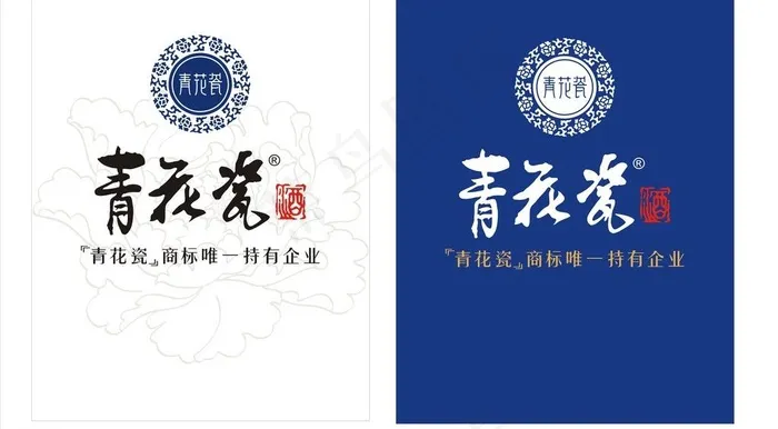 青花瓷酒 背景墙图片cdr矢量模版下载